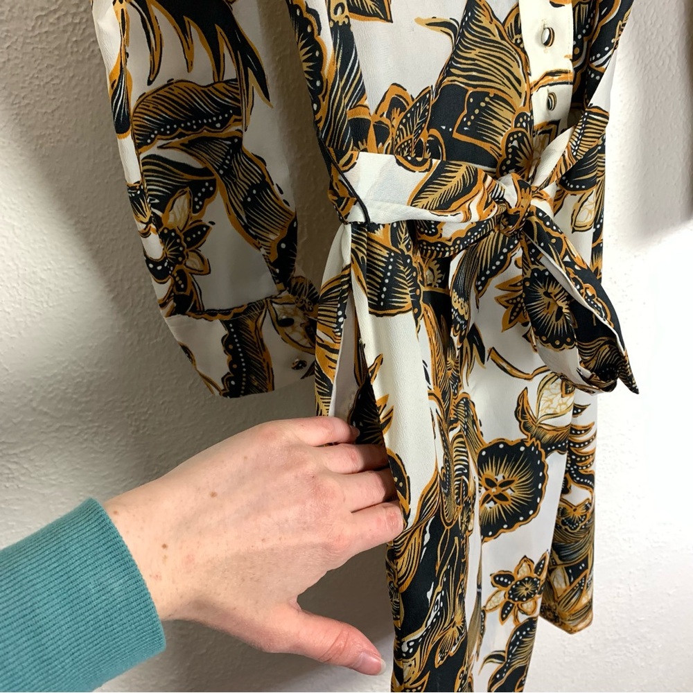 Lanvin vintage all over floral print belted dress with pockets luxury timeless - Picture 5 of 6